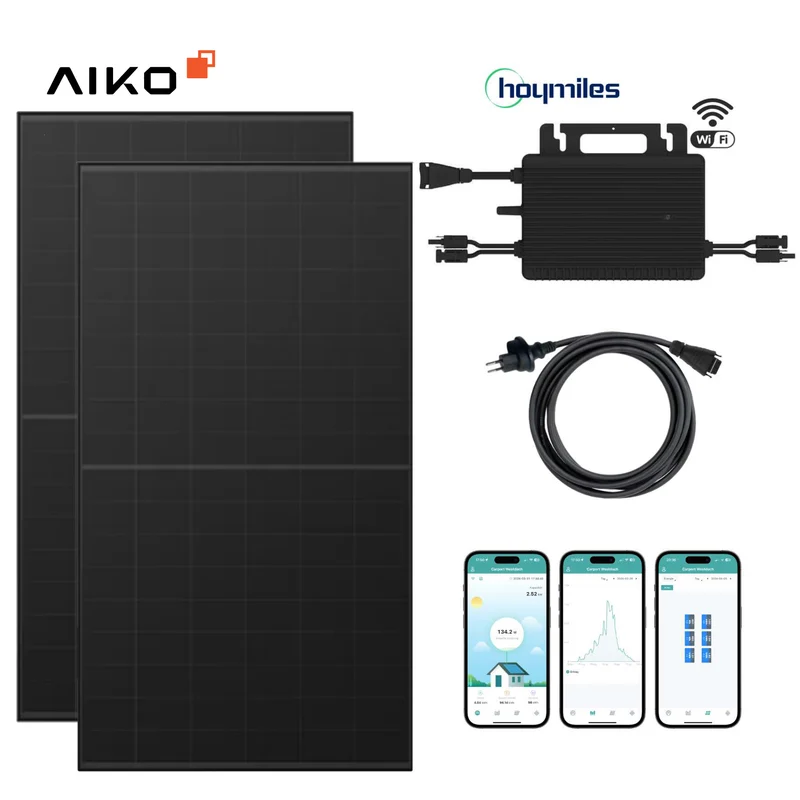 Balkonkraftwerk-Set AIKO Full Black 930Wp/600W