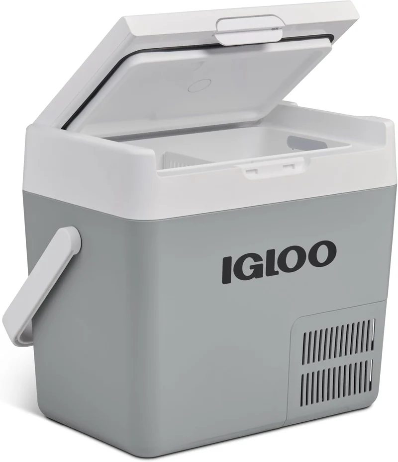 Mini-Kühlschrank ICF18, 19 L, 12 V, 24 V, mit LED, für Camping, Grau/Weiß, Igloo