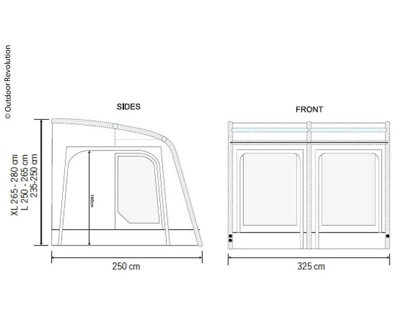 Aufblasbares Caravan Teilzelt E-Sport Air 325 L