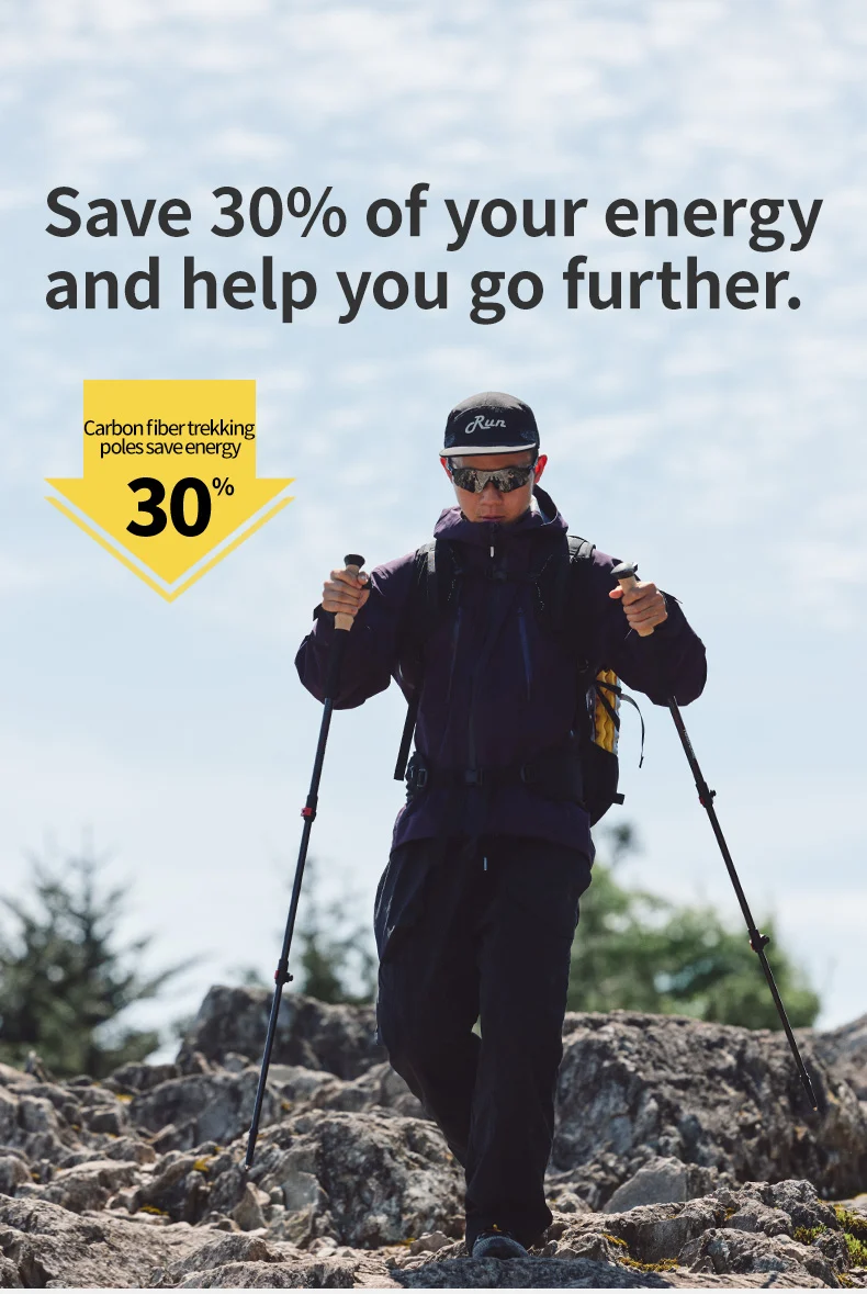 Far Wind™ Three-section Telescopic Carbon Trekking Pole