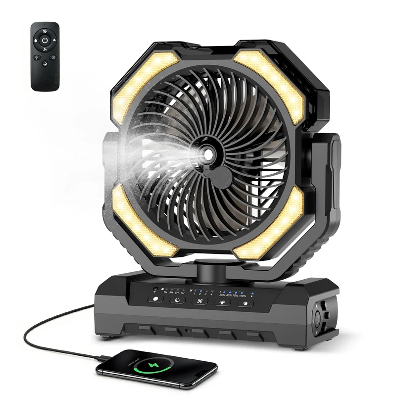 Ateroll Camping Ventilator mit Sprühnebel, 20000 mAh Akku und LED