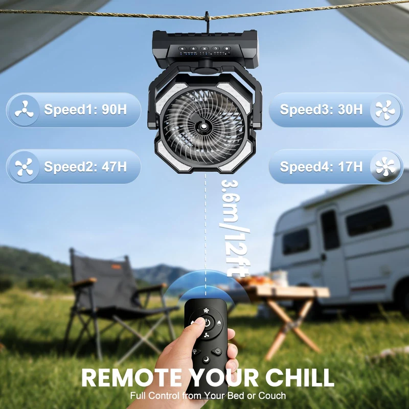 Ateroll Camping Ventilator mit Sprühnebel, 20000 mAh Akku und LED