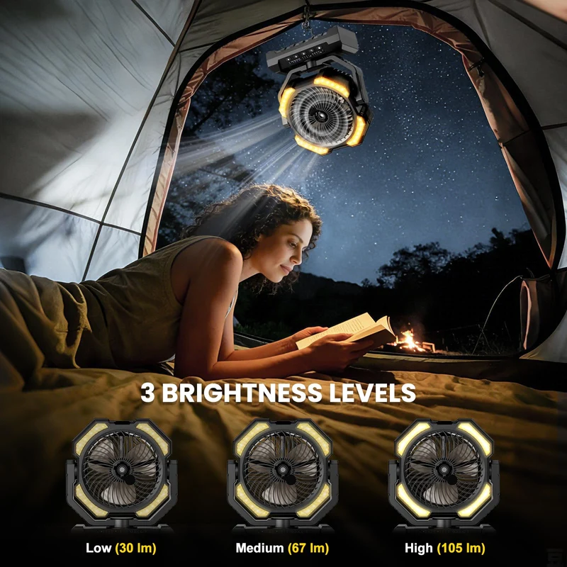 Ateroll Camping Ventilator mit Sprühnebel, 20000 mAh Akku und LED