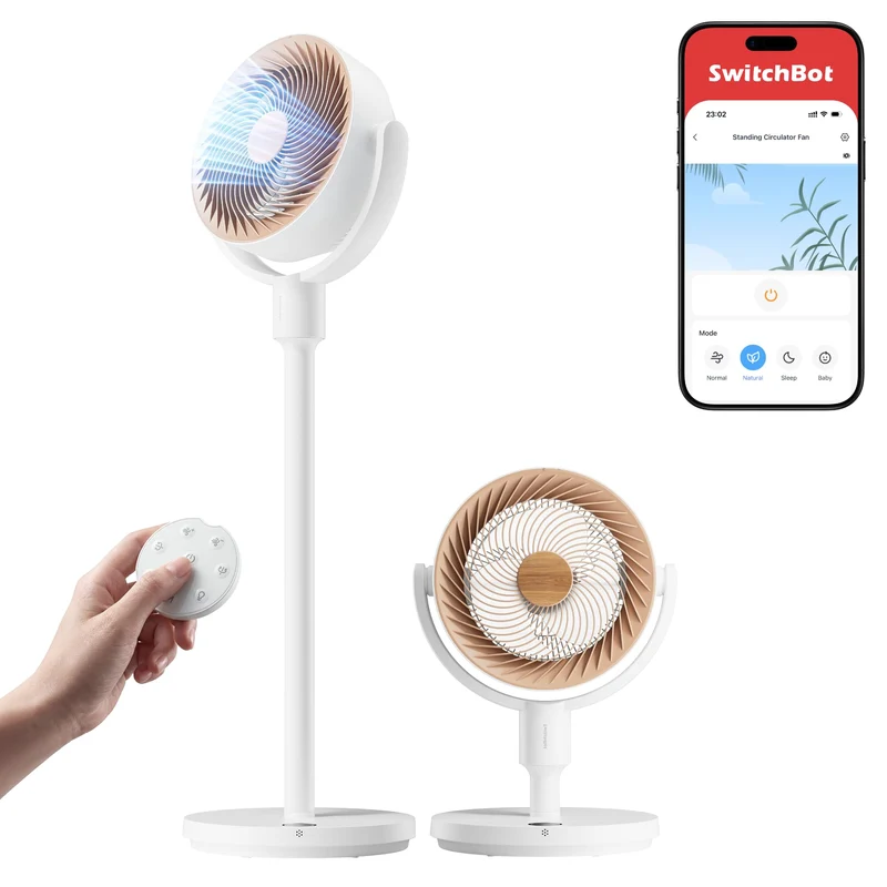 SwitchBot Standventilator mit Luftzirkulation, 22 dB, RGB-Beleuchtung