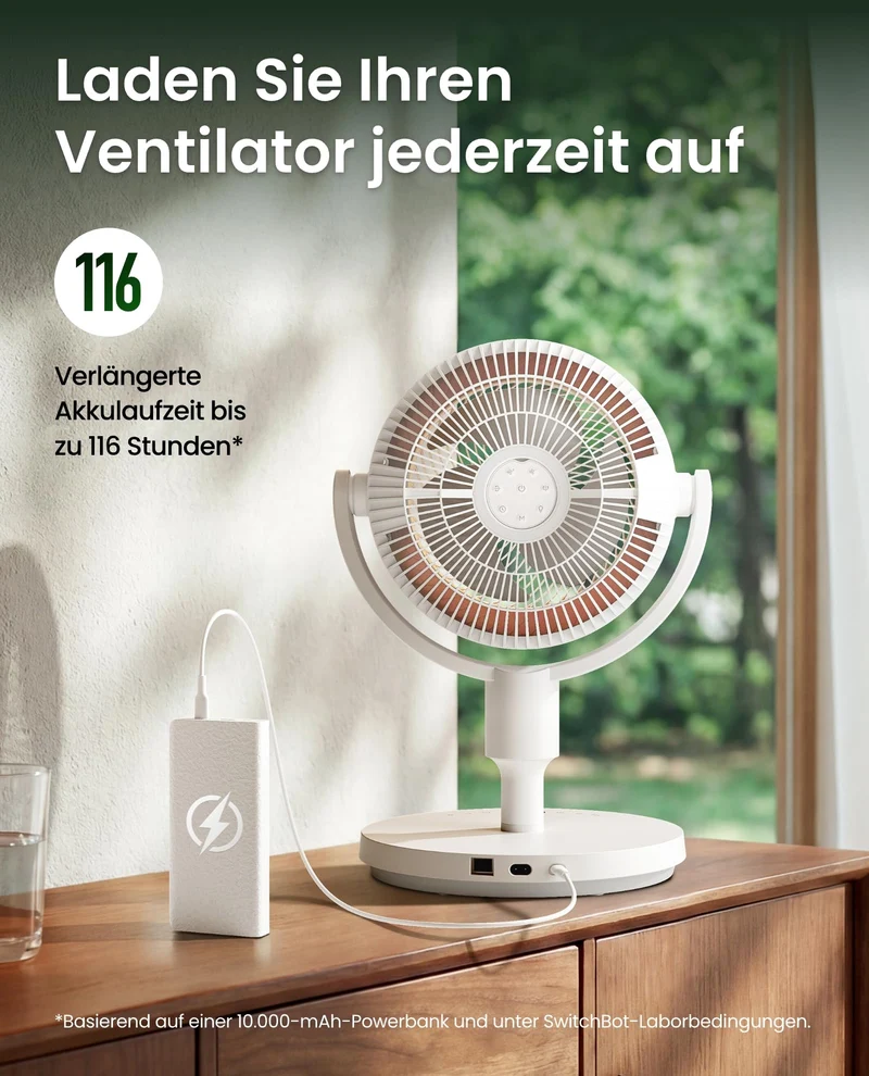 SwitchBot Standventilator mit Luftzirkulation, 22 dB, RGB-Beleuchtung