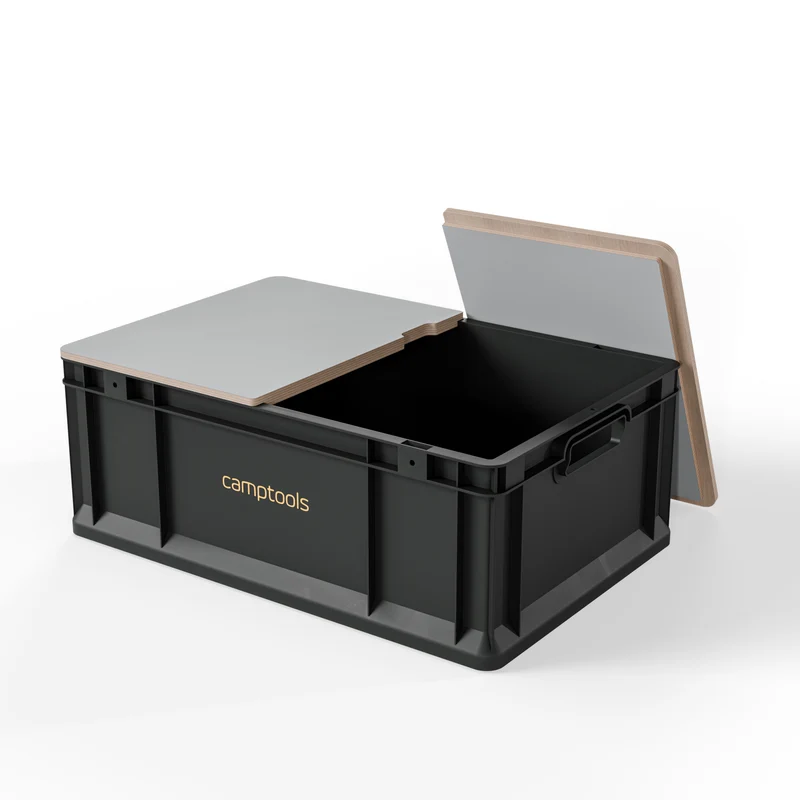 Eurobox Anthrazit mit Deckel im Set in verschiedenen Größen aus Recyclingkunststoff