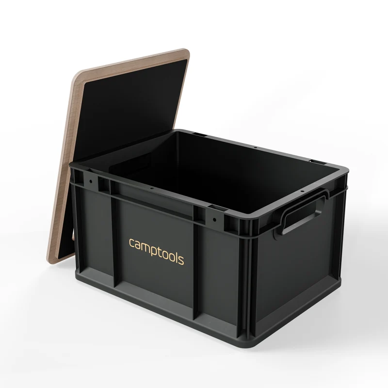 Eurobox Anthrazit mit Deckel im Set in verschiedenen Größen aus Recyclingkunststoff