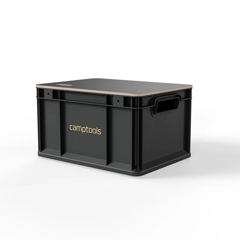 Eurobox Anthrazit mit Deckel im Set in verschiedenen Größen aus Recyclingkunststoff