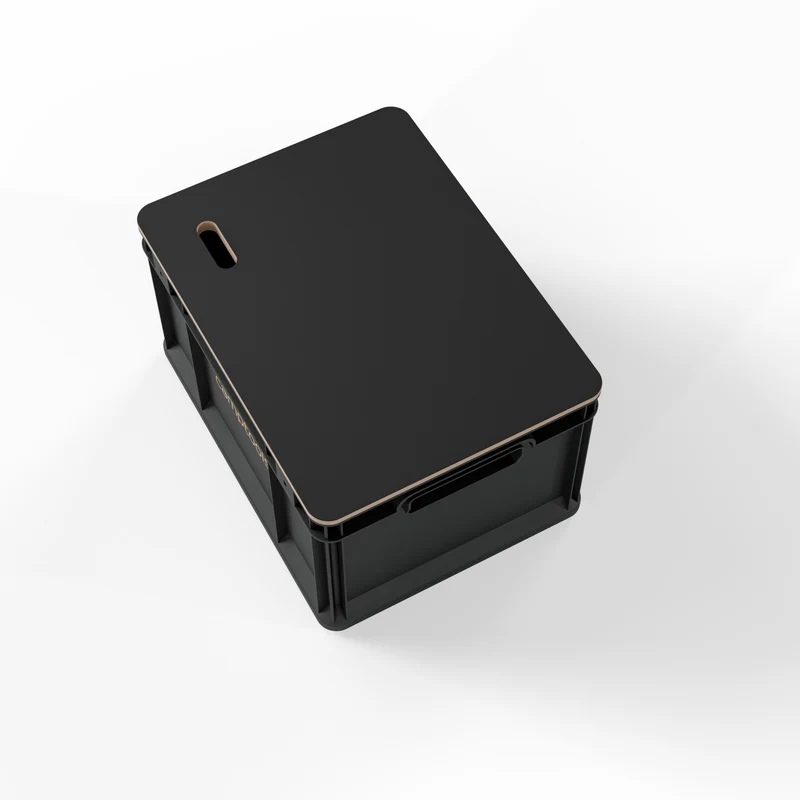 Eurobox Anthrazit mit Deckel im Set in verschiedenen Größen aus Recyclingkunststoff
