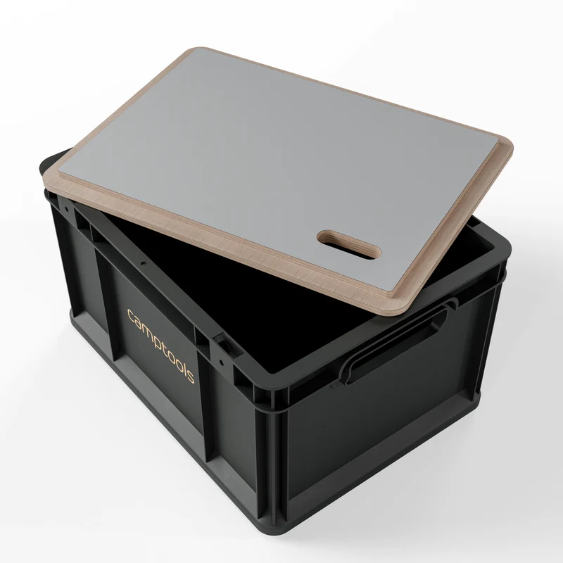 Eurobox Anthrazit mit Deckel im Set in verschiedenen Größen aus Recyclingkunststoff