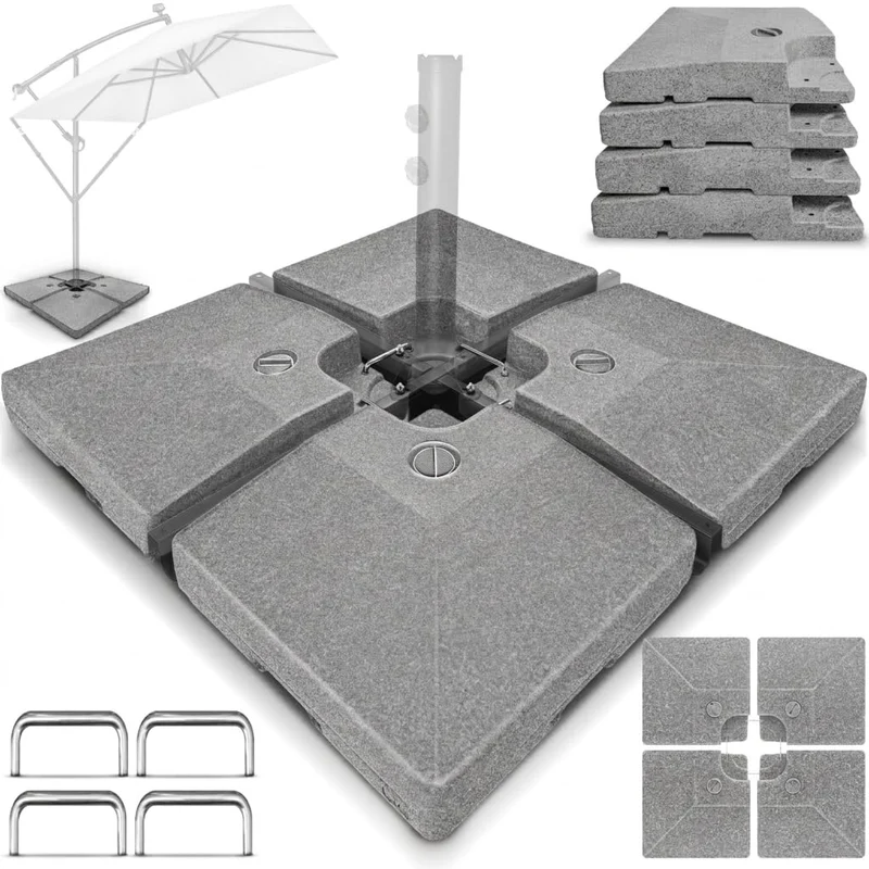 tillvex Sonnenschirmständer 90 L / 120 kg, 4-teilig, für Ampelschirm
