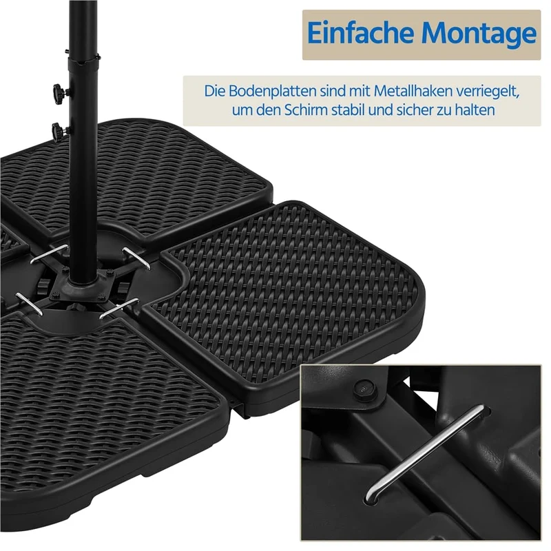 Yaheetech Sonnenschirmständer 4-teilig, befüllbar, bis 80 kg, schwarz