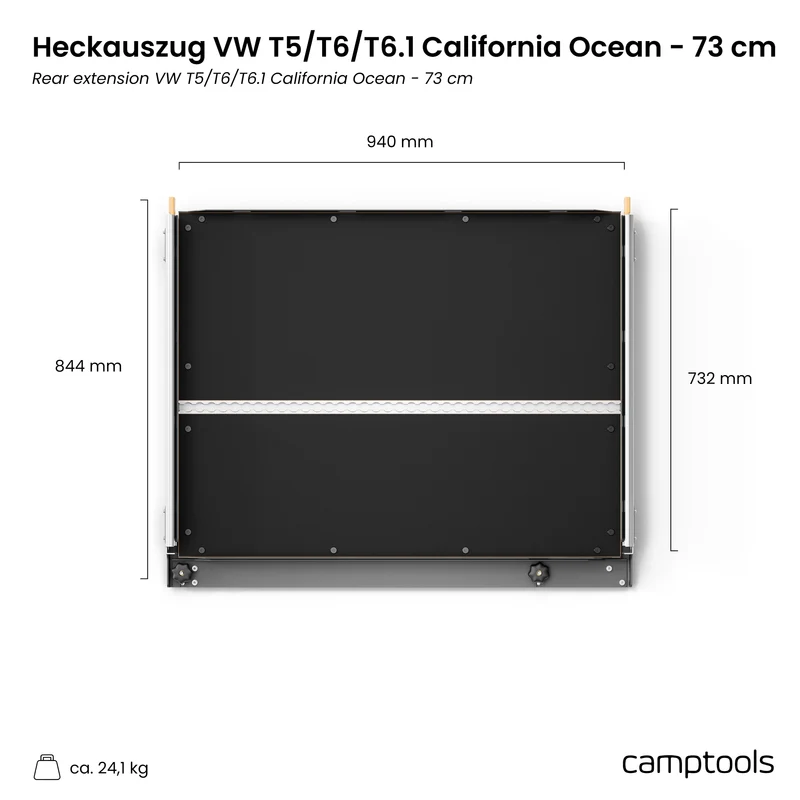 Heckauszug für VW T5, T6 & T6.1 California Ocean, Coast und Beach mit Staukiste