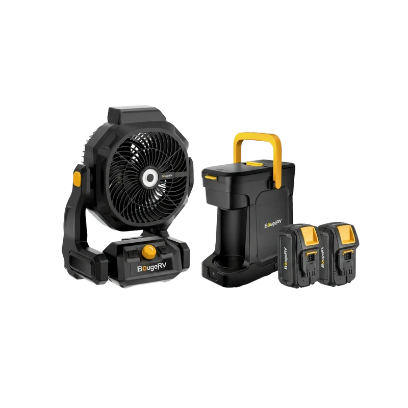 F02 Fan + CM01 Coffee Maker with 2 × 144Wh Batteries