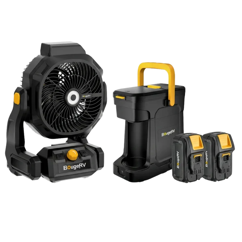 F02 Fan + CM01 Coffee Maker with 2 × 144Wh Batteries