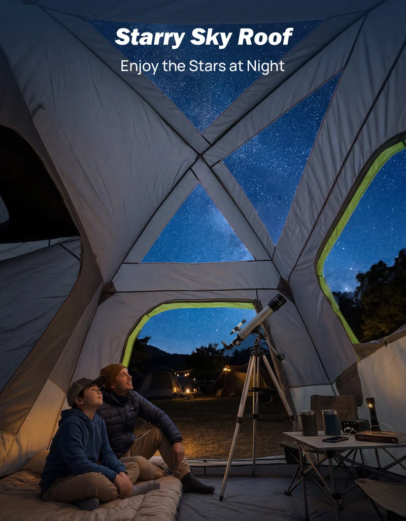 SUV Camping Tent for 4-6 Person, Dual-Use Car Tent with Double Door