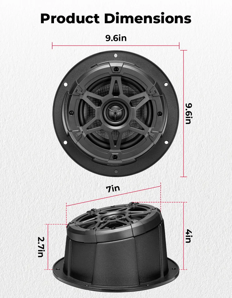 KEMIMOTO 6.5" Waterproof Speaker Pods with Enclosure for UTV, RV & Marine