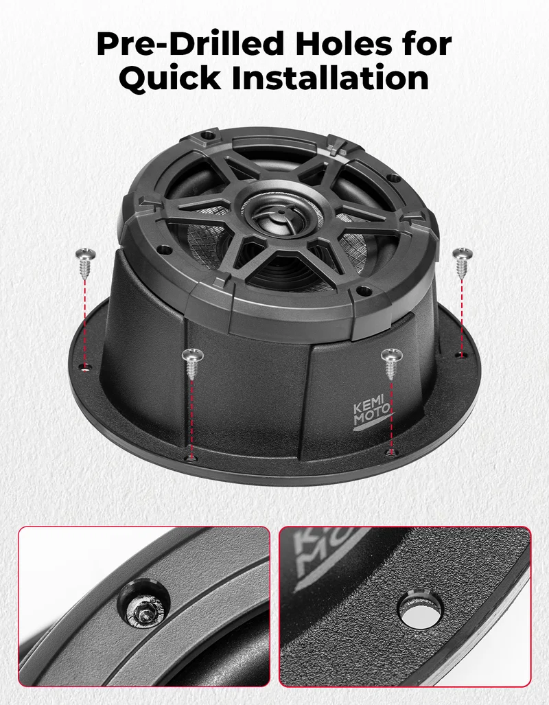 KEMIMOTO 6.5" Waterproof Speaker Pods with Enclosure for UTV, RV & Marine