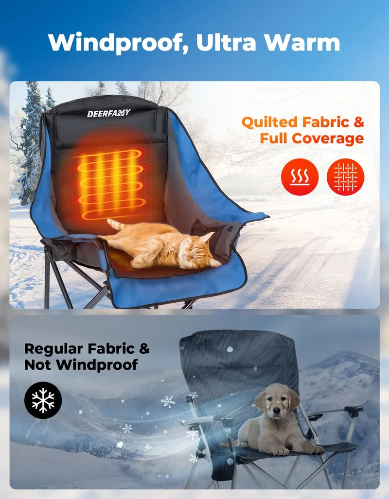 DEERFAMY Heated Camping Chair with 12V Battery Pack