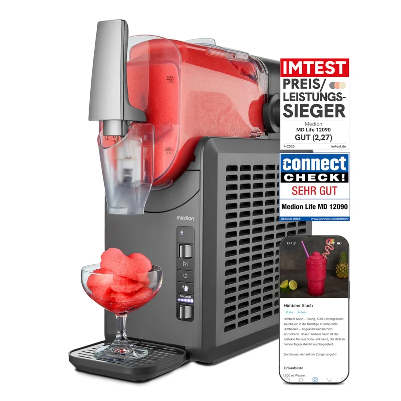 MEDION Slush Maschine MD12090 mit Kompressor und 5 Getränkemodi