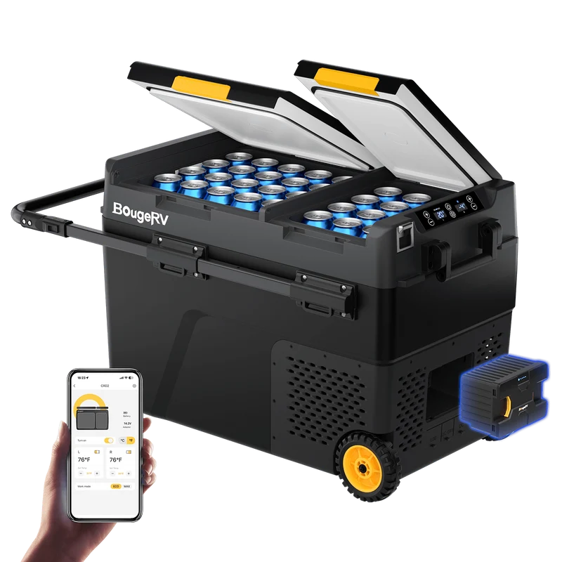 BougeRV CRD2 Dual Zone Solar Battery Portable Fridge Kit