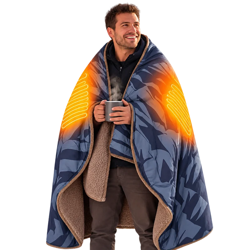 BougeRV 12V Portable Heated Blanket (Blue)