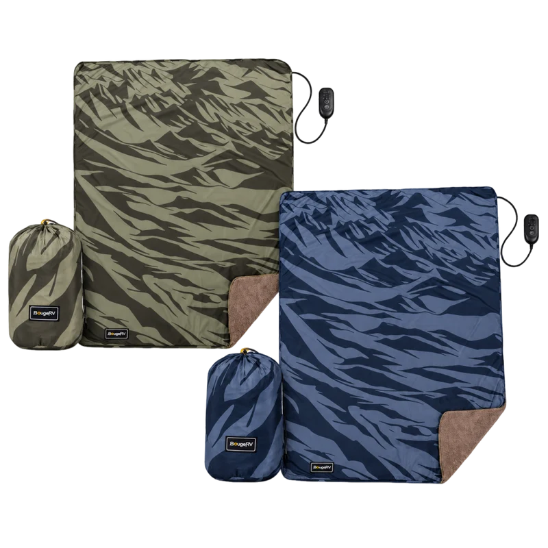 BougeRV 12V Portable Heated Blanket (Blue)