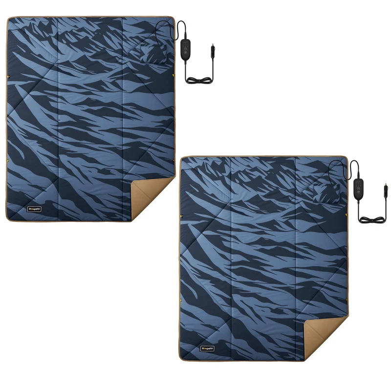 BougeRV 12V Portable Heated Blanket (Blue)