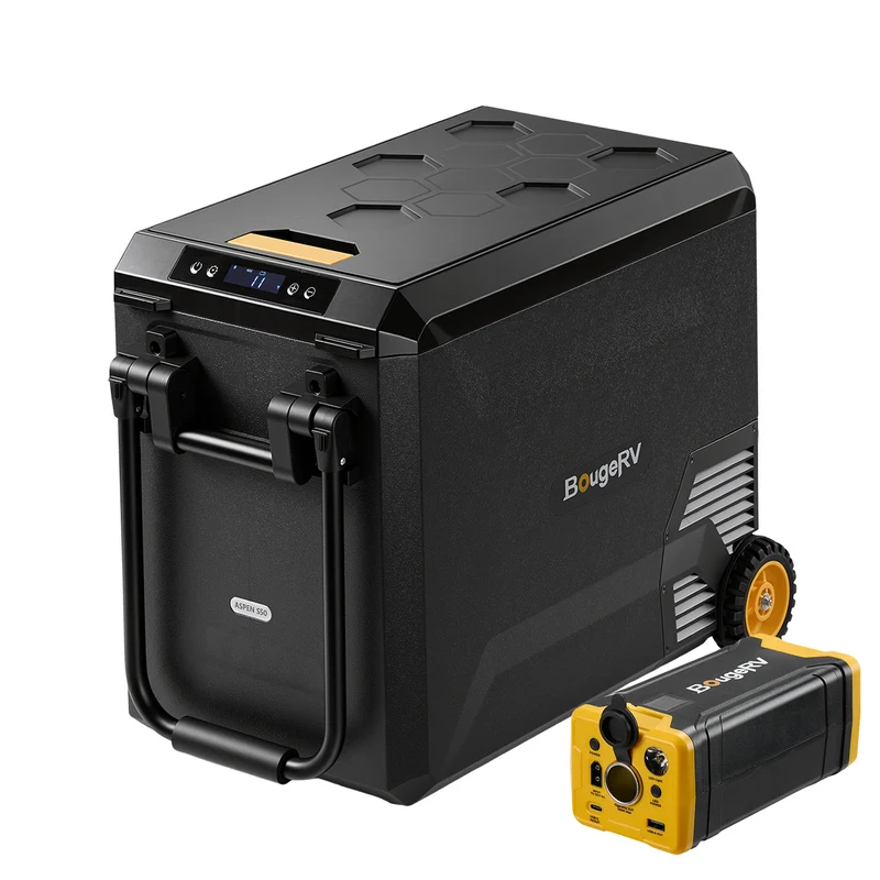 BougeRV New ASPEN S50 12V 50QT Wheeled Portable Fridge with 266Wh Battery