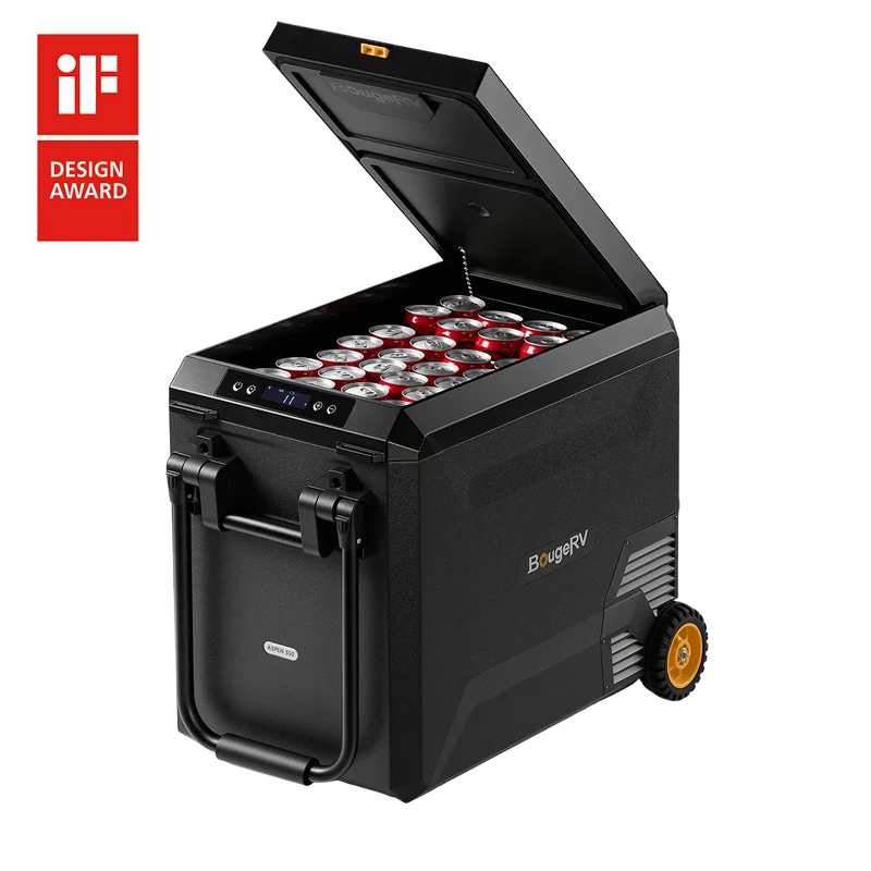 BougeRV New ASPEN S50 12V 50QT Wheeled Portable Fridge with 266Wh Battery