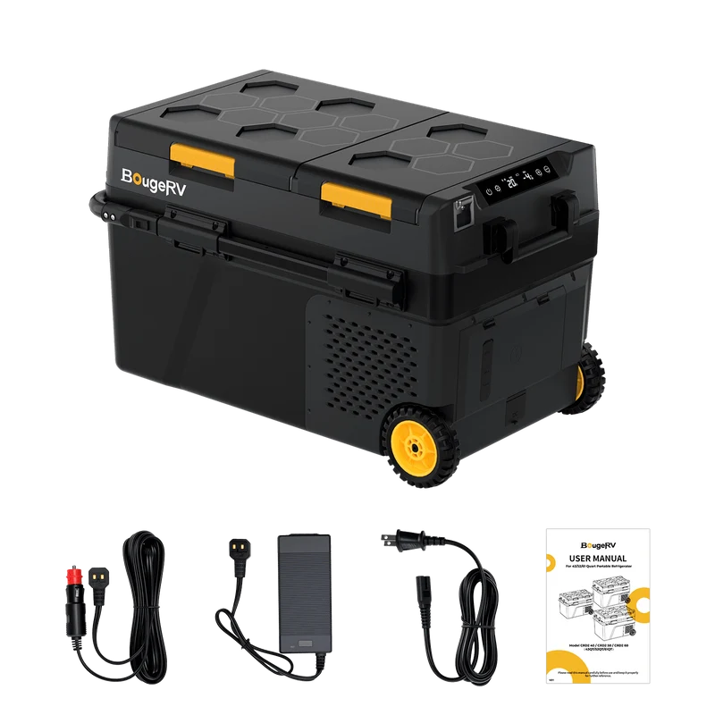 BougeRV New CRD2 V2.0 43QT Dual Zone 12V Portable Fridge with 240Wh Battery