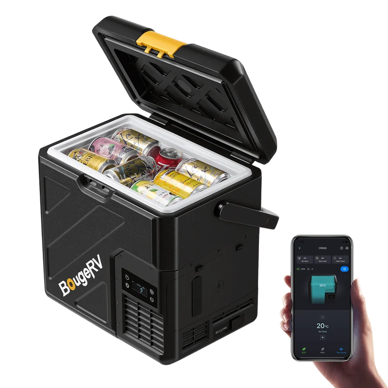 BougeRV New CRH20 21QT 12V Portable Car Fridge with 240Wh Battery