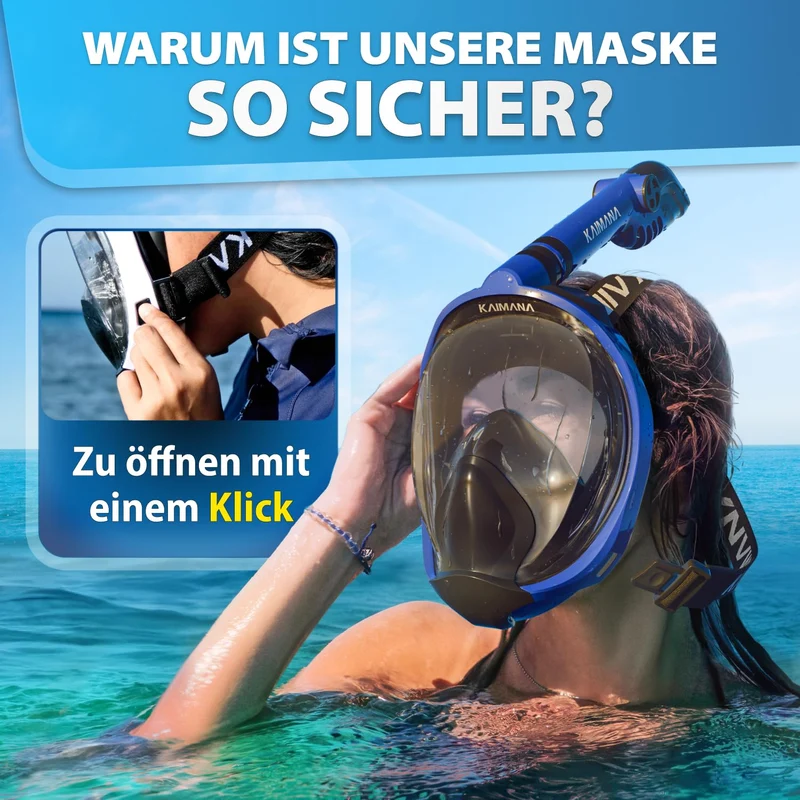 KAIMANA Schnorchelmaske K002 – Vollgesichtsmaske mit Tragetasche