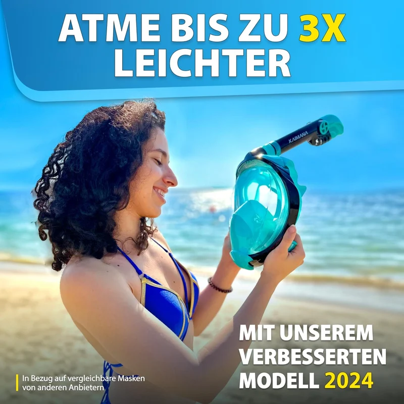 KAIMANA Schnorchelmaske K002 – Vollgesichtsmaske mit Tragetasche