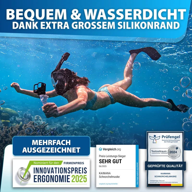KAIMANA Schnorchelmaske K002 – Vollgesichtsmaske mit Tragetasche