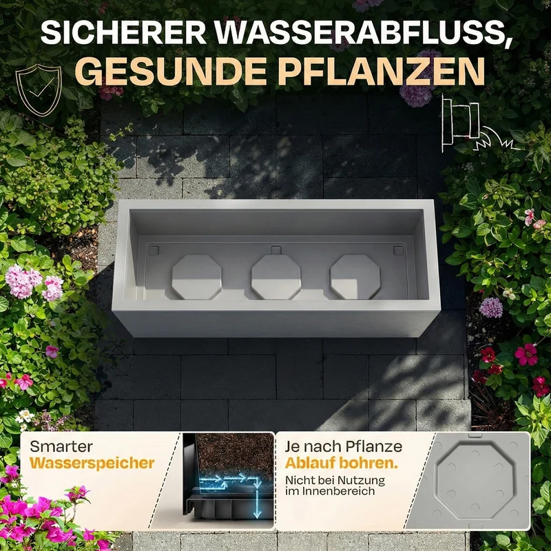 Ondis24 Vulkano Pflanzkübel 50 L mit Wasserspeicher, 2er-Set, Hellgrau