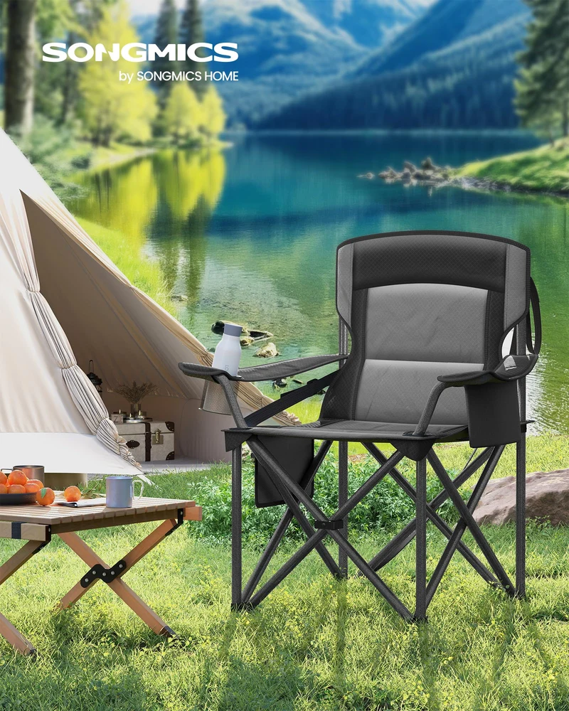 SONGMICS Campingstuhl GCB066B01, Klappstuhl mit Getränkehalter