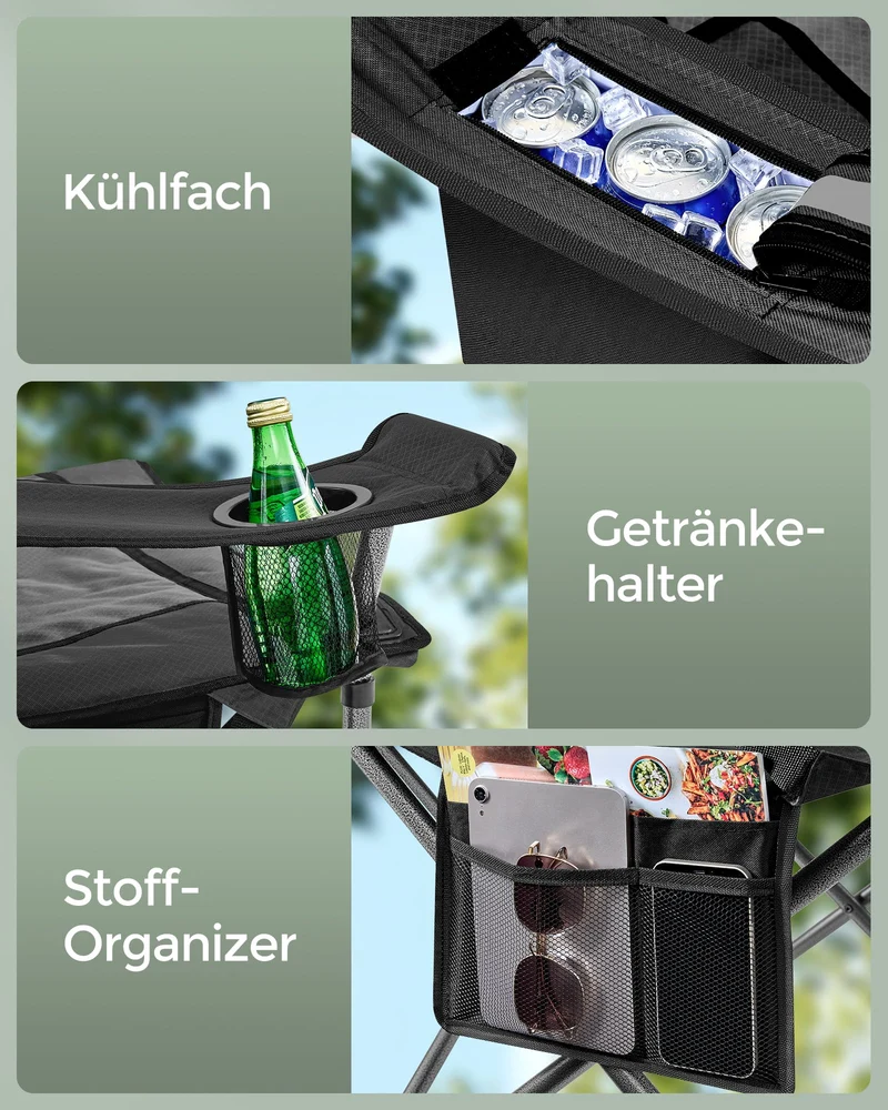 SONGMICS Campingstuhl GCB066B01, Klappstuhl mit Getränkehalter