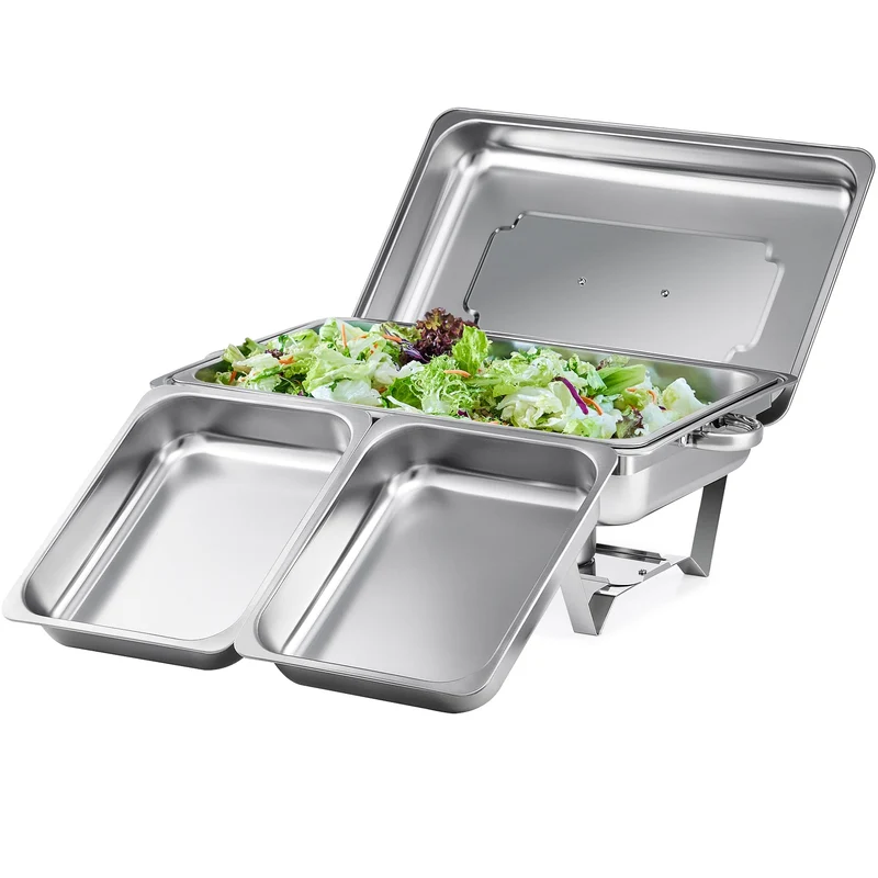 Wilprep Chafing Dish 2er-Set Edelstahl Speisenwärmer je 9 L GN 1/2