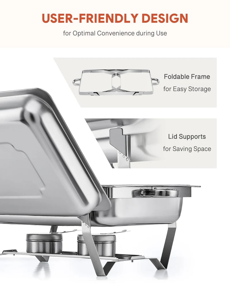 Wilprep Chafing Dish 2er-Set Edelstahl Speisenwärmer je 9 L GN 1/2