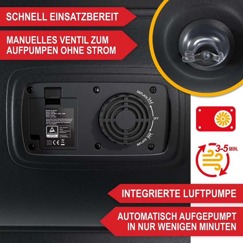 Onbest Luftbett selbstaufblasend für 2 Personen mit Pumpe schwarz
