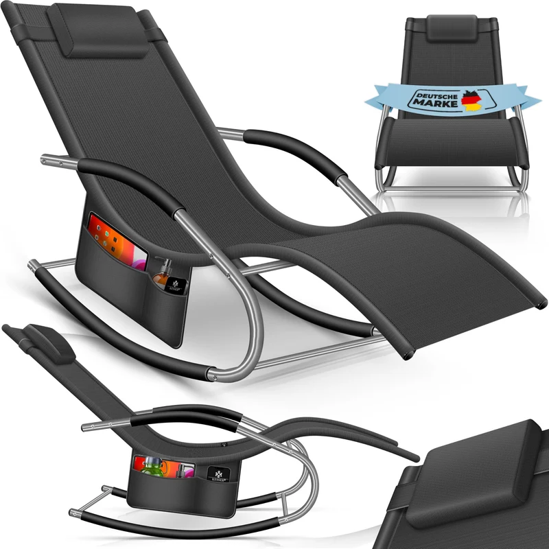 KESSER Sonnenliege Relaxliege ergonomisch mit Kopfkissen, anthrazit