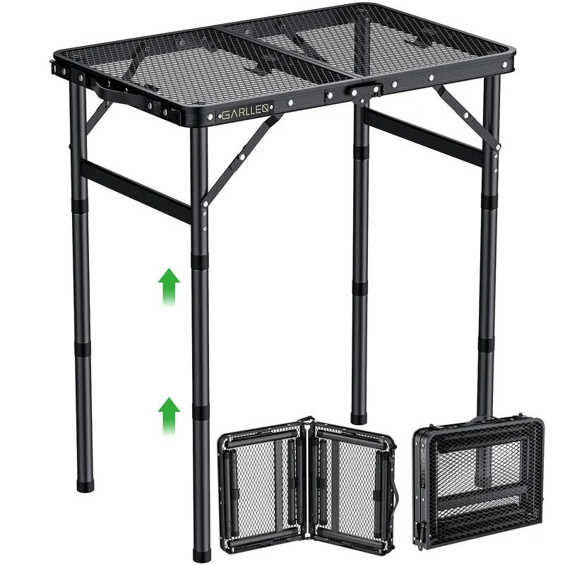GARLLEN Grilltisch klappbar – Campingtisch höhenverstellbar 58x40 cm