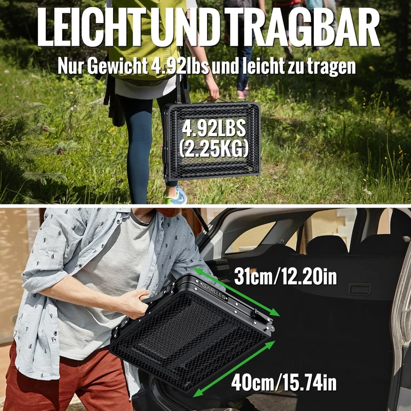 GARLLEN Grilltisch klappbar – Campingtisch höhenverstellbar 58x40 cm
