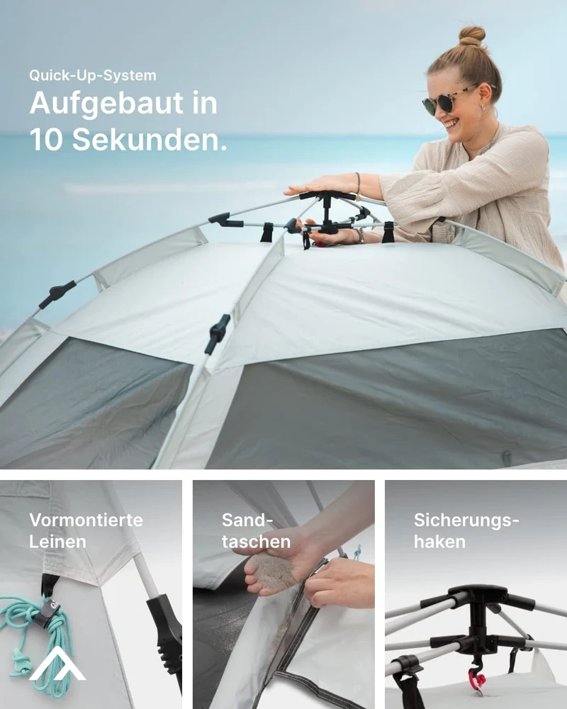 qeedo Quick Palm Strandmuschel für 2 Personen mit UV-Schutz 80+
