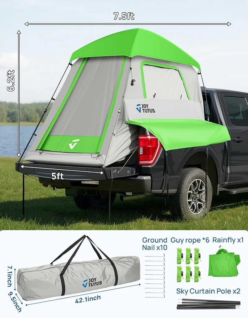 Automatic Truck Bed Tent with Rainfly – Quick Setup 2-Person Camping Tent