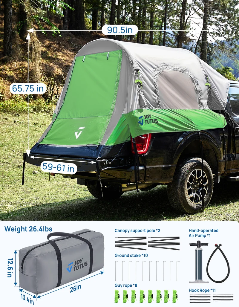 Inflatable Truck Bed Tent with Awning – 2 Person Pickup Camping Tent