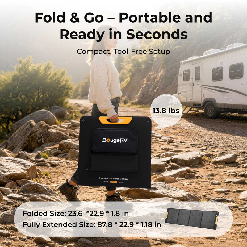 BougeRV New 200W Portable Solar Panel