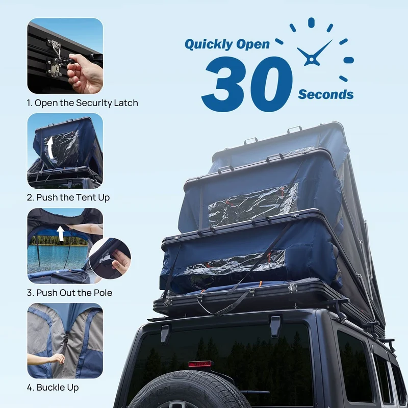 JOYTUTUS Overland Aluminum Hard Shell Rooftop Tent
