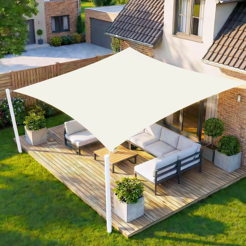 HENG FENG Sonnensegel 4x5 m rechteckig wasserdicht beige